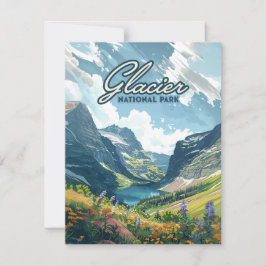 Glacier National Park Montana Sjö Retro Card