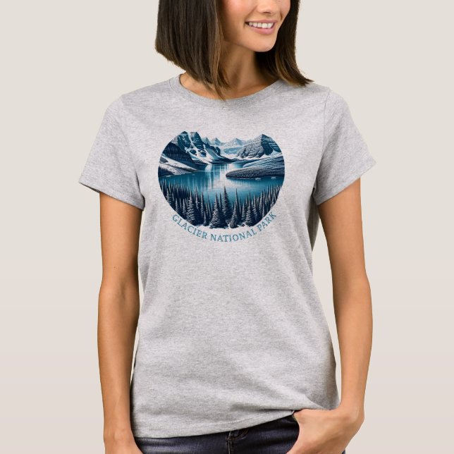 Glacier National Park Montana T Shirt (Framsida)