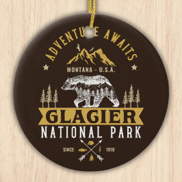 Glacier National Park Montana Timberland Scene Julgransprydnad Keramik