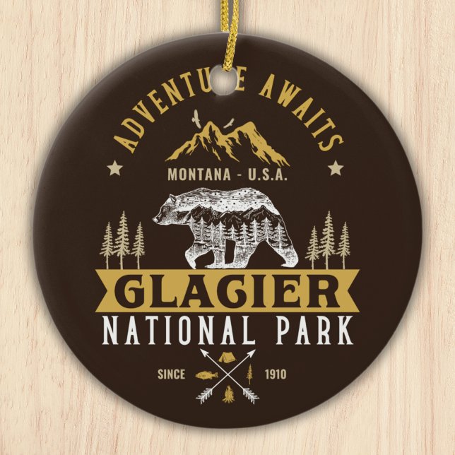 Glacier National Park Montana Timberland Scene Julgransprydnad Keramik (Skapare uppladdad)