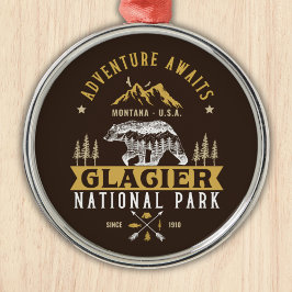 Glacier National Park Montana Timberland Scene Julgransprydnad Metall