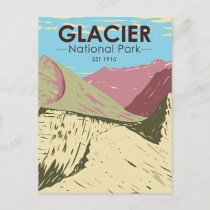 Glacier National Park Montana Triple Divide Peak Vykort