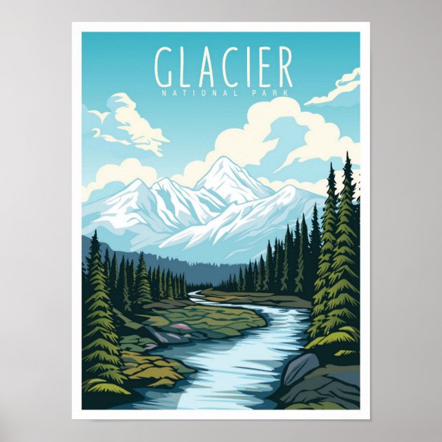Glacier National Park Montana USA Travel Poster (Framsidan)
