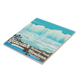 Glacier National Park Montana vintage affisch Kakelplatta