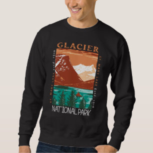 Glacier National Park Montana Vintage Distress Lång Ärmad Tröja
