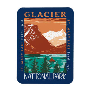 Glacier National Park Montana Vintage Distress Magnet