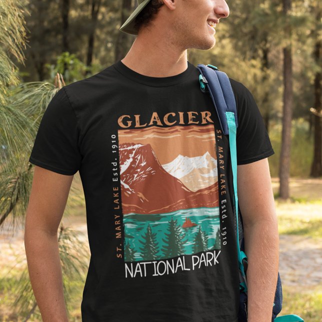 Glacier National Park Montana Vintage Distress T Shirt (Skapare uppladdad)