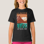 Glacier National Park Montana Vintage Distress T Shirt<br><div class="desc">Glacier Park-vektorteckningsdesign. Parken är ett vildmarksområde i Montanas Rocky mountains,  med glaciärdyna toppar och dalar som löper till Kanadas gräns.</div>