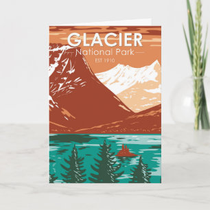 Glacier National Park Montana Vintage Kort