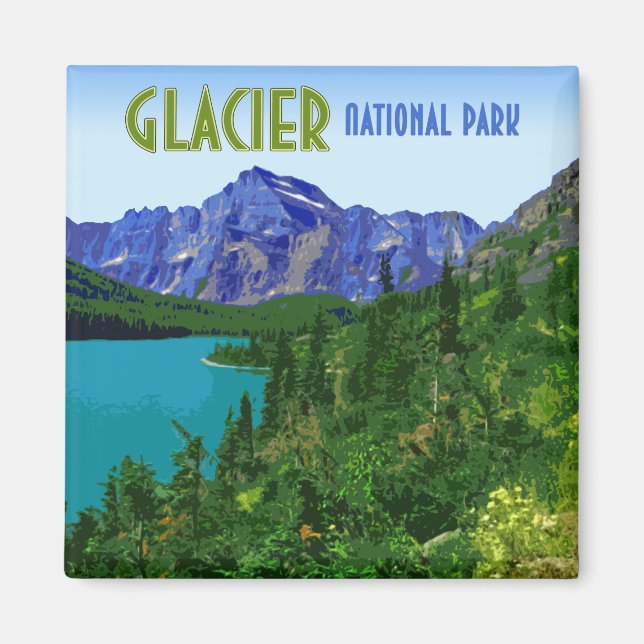 Glacier National Park Montana Vintage Magnet (Framsidan)