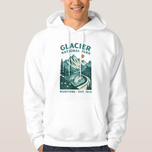 Glacier National Park Montana Vintage Vägvandring Hoodie