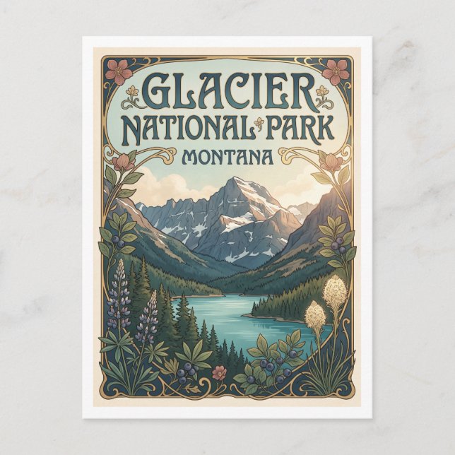 Glacier National Park Montana Vykort (Framsida)