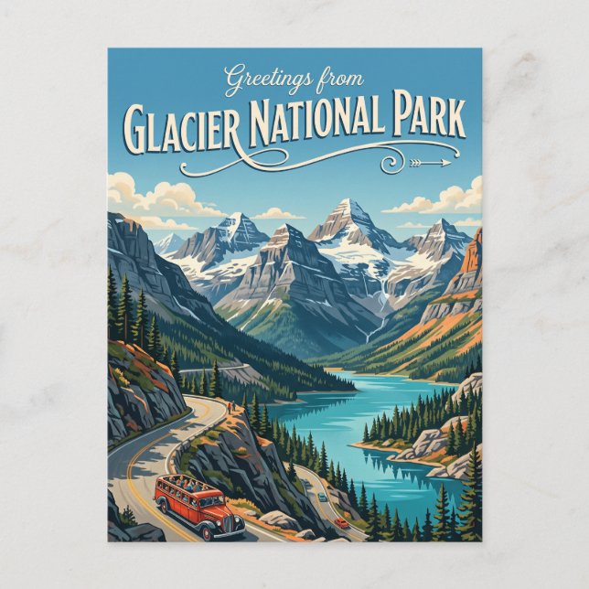 Glacier National Park Montana Vykort (Framsida)