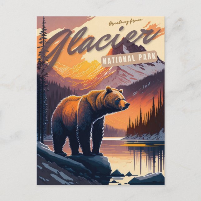 Glacier National Park Montana Vykort (Framsida)