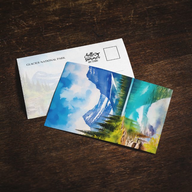 Glacier National Park Montana Watercolor Postcard Inbjudningar (Skapare uppladdad)