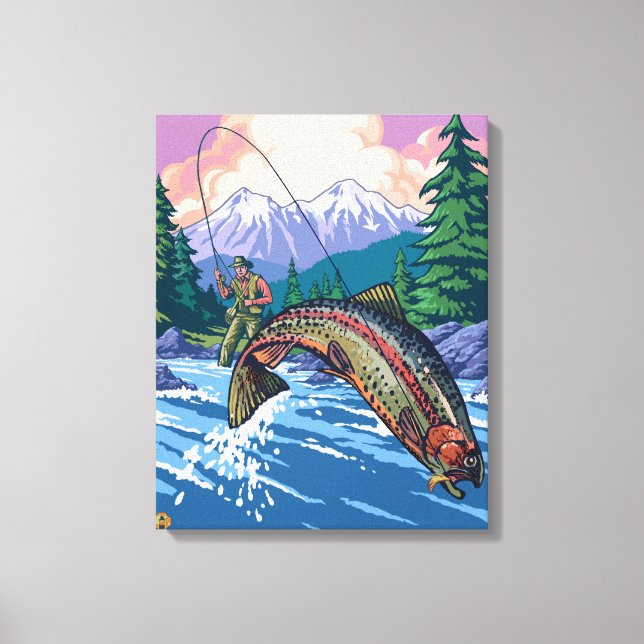 Glacier National Park, MontanaFly Fisherman # Canvastryck (Framsida)