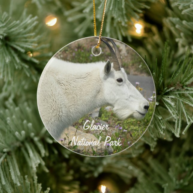 Glacier National Park Mountain Goat Photo Julgransprydnad Keramik (Träd)