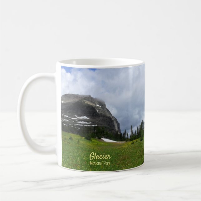 Glacier National Park Mountain Meadow Photo Mugg (Vänster)