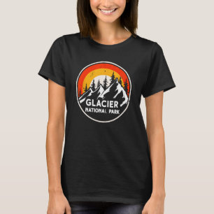Glacier National Park Mountain Träd & Sol Camping T Shirt