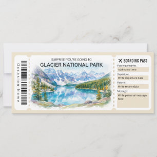 Glacier National Park Resa Ombordstigningskort Bil Inbjudningar