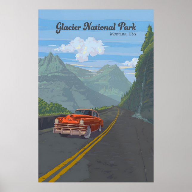 Glacier National Park - Reseskylt Poster (Framsidan)