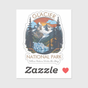 Glacier National Park Retro Berg Klistermärken