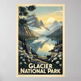 Glacier National Park Retro Poster