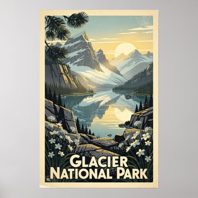 Glacier National Park Retro Poster (Framsidan)