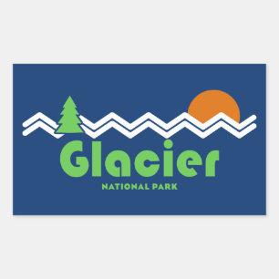 Glacier National Park Retro Rektangulärt Klistermärke
