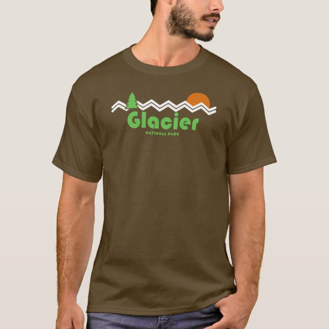 Glacier National Park Retro T Shirt (Framsida)