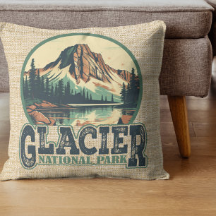 Glacier National Park Retro Vignette Kudde