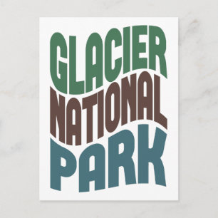 Glacier National Park Retro Wave Vykort