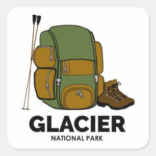 Glacier National Park-ryggsäck Fyrkantigt Klistermärke
