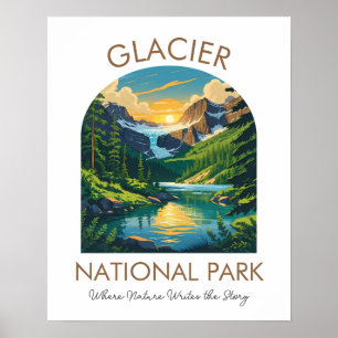 Glacier National Park Scenisk Affisch