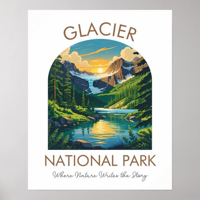 Glacier National Park Scenisk Affisch (Framsidan)