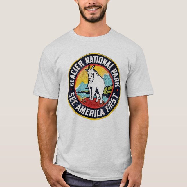 Glacier National Park See America First Tee Shirt (Framsida)