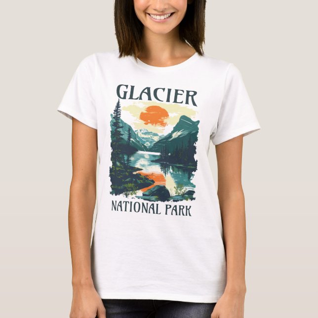Glacier National Park Shirt, Rocky mountains Shirt T (Framsida)