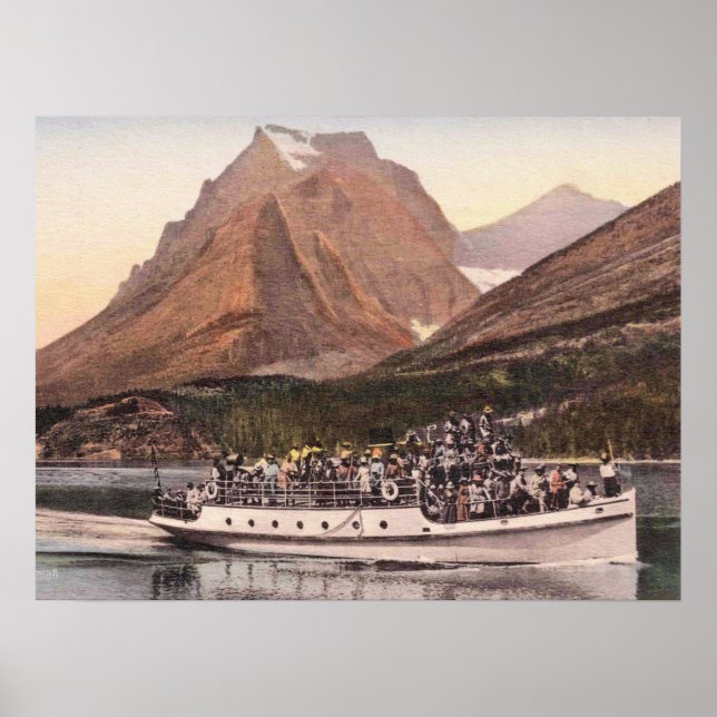 Glacier National Park, Sjö St Marys, Boat, Poster (Framsidan)