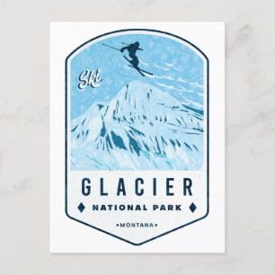 Glacier National Park Ski Badge Vykort