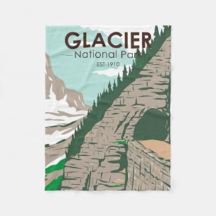 Glacier National Park som åker till Sol Road Retr Fleecefilt