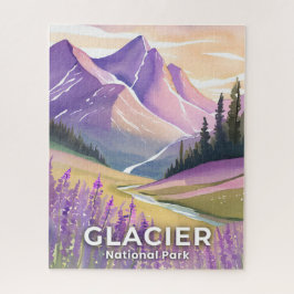 Glacier National Park | Spring Lavender Watercolor Pussel