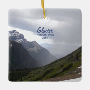 Glacier National Park Three Mountains Moody Clouds Julgransprydnad Keramik