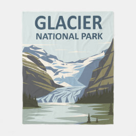 Glacier National Park Travel Art Fleecefilt