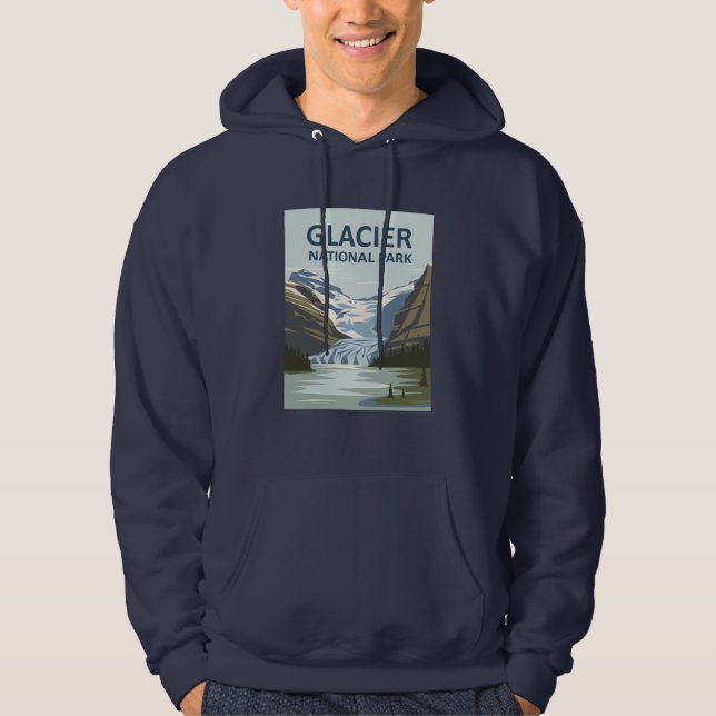 Glacier National Park Travel Art Hoodie (Framsida)