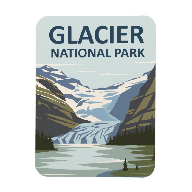 Glacier National Park Travel Art Magnet (Vertikal)