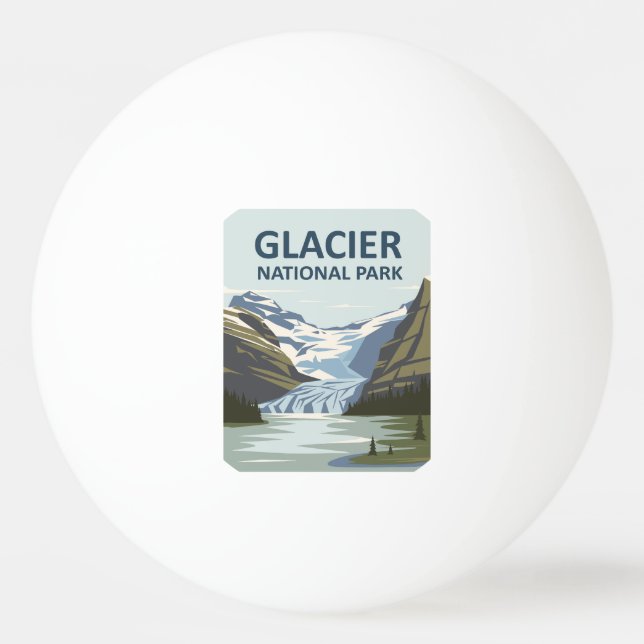 Glacier National Park Travel Art Pingisboll (Framsidan)