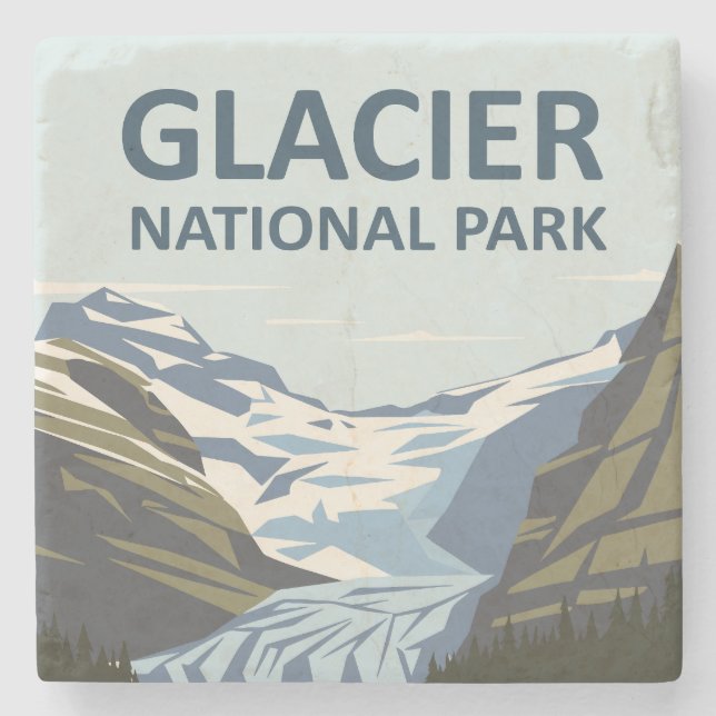 Glacier National Park Travel Art Stenunderlägg (Framsidan)