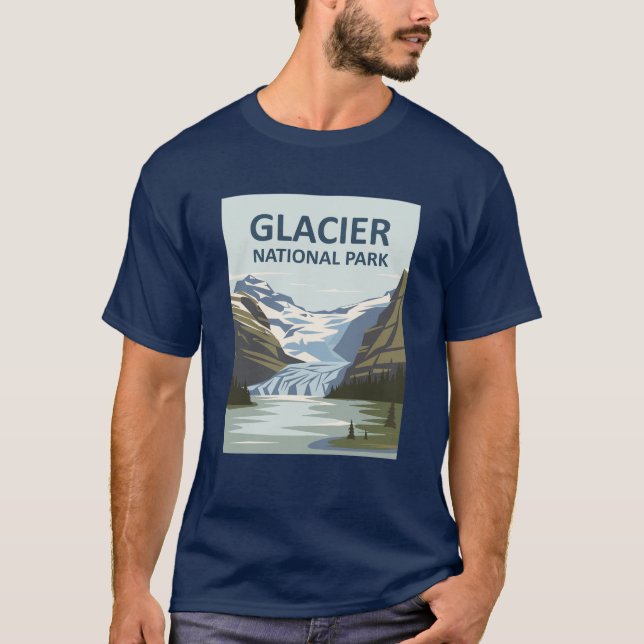 Glacier National Park Travel Art T Shirt (Framsida)