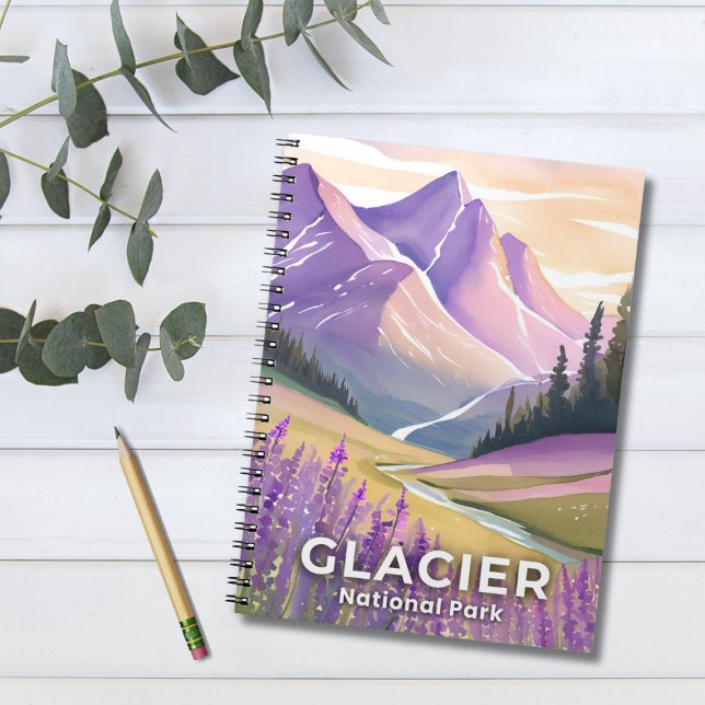 Glacier National Park | Vår Lavendel Akvarell Anteckningsbok (Skapare uppladdad)