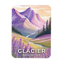 Glacier National Park | Vår Lavendel Akvarell Magnet